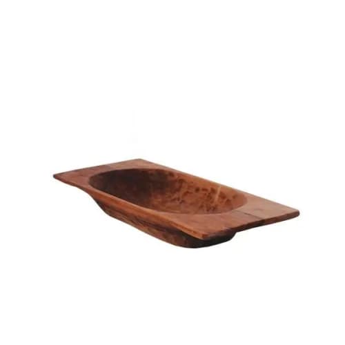 24" Handcrafted Large Wood Dough Bowl Tray – Rustic Trencher | Serving Tray in Serveware by TerraKlay