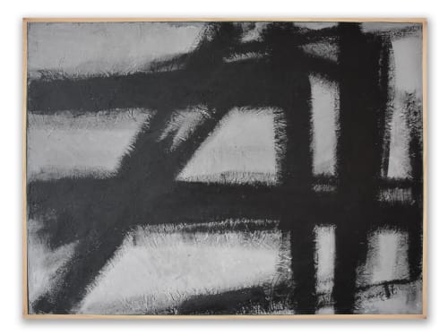 Abstract Concrete No. 5 - Black Horizon | Oil And Acrylic Painting in Paintings by Nicolette Atelier