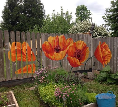Fence Poppies | Murals by Megan Lingerfelt