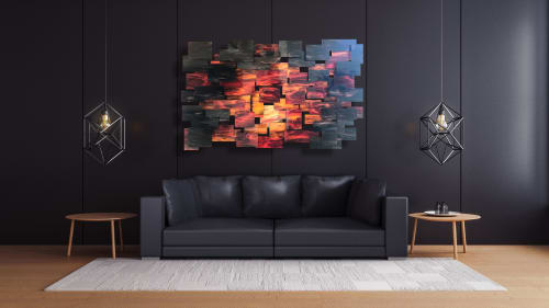 "Dusk" Glass and Metal Wall Art Sculpture | Wall Sculpture in Wall Hangings by Karo Studios
