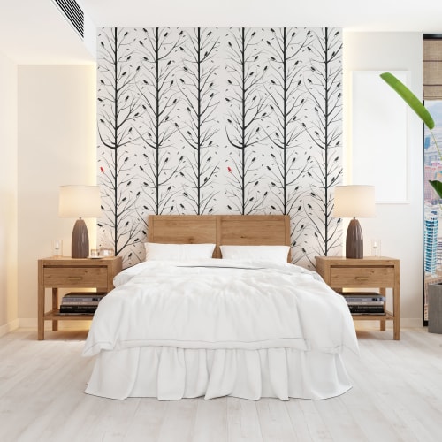 Red Bird Forest Wallpaper | Wall Treatments by Ri Anderson