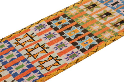 Vintage Moroccan Runner with Polychromatic Geometric Pattern | Rugs by Rug and Kilim