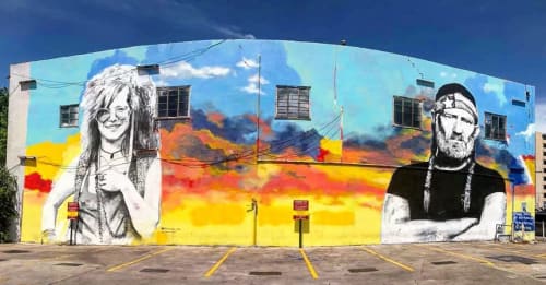 Willie Nelson & Janis Joplin Mural | Street Murals by Wiley Ross