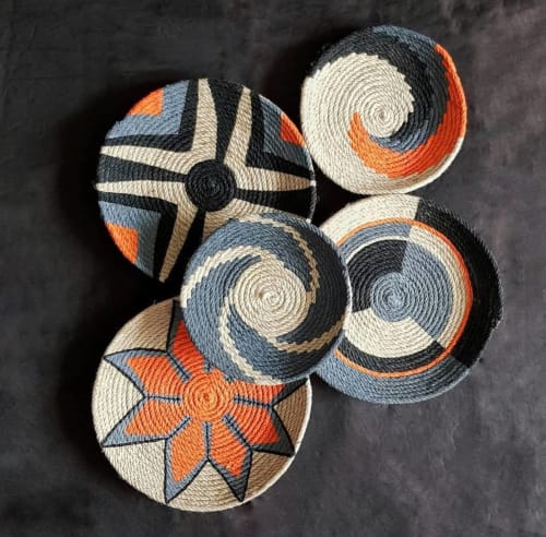 Orange Wall Llate Set of 5 Pieces | Ornament in Decorative Objects by Sarmal Design