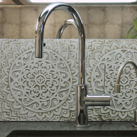 Kitchen backsplash mandala #1 - large ceramic tile | Tiles by GVEGA