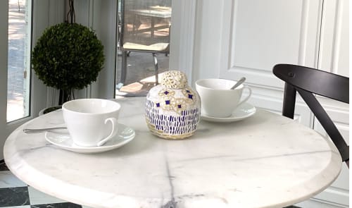 Blue and White lidded jar | Vessels & Containers by Sarah Wandrey Mosaics