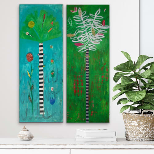 Tree of Life Series: Turquoise | Mixed Media by Pam (Pamela) Smilow