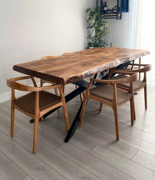 Live Edge Solid Walnut Dining Table with Metal Legs | Tables by The Industrial Furniture Ltd