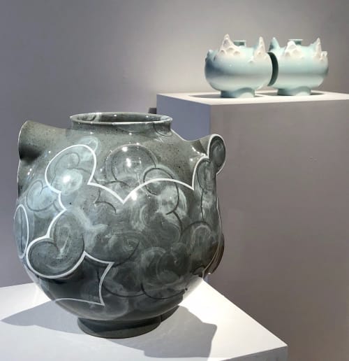 Moon Jar Mountainscape | Vases & Vessels by Sam Chung