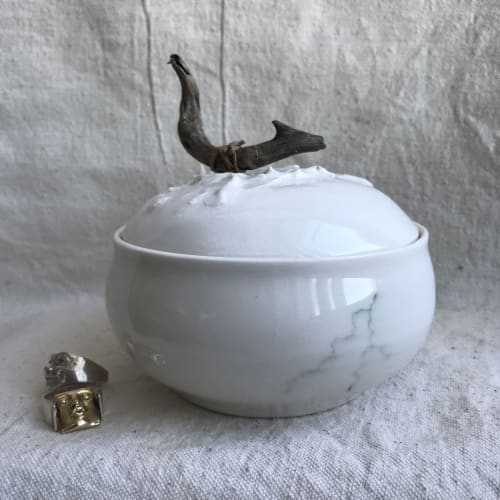 Porcelain Jar With Driftwood | Vases & Vessels by Helene Fleury