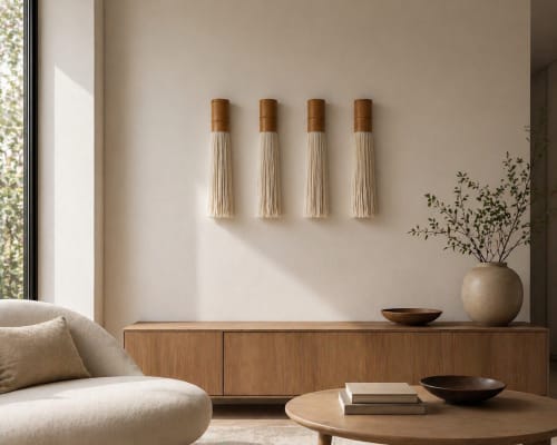 SET 4 BIG Wood Wall Art- Aztek I | Tapestry in Wall Hangings by Olivia Fiber Art