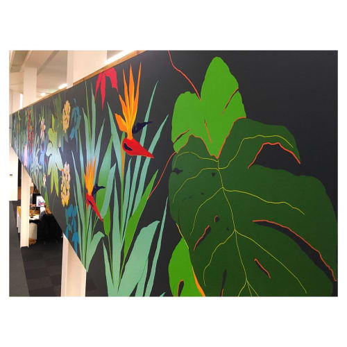 A large tropical inspired mural in a TV studio in London | Murals by Living Wall Murals | Royal Botanic Gardens, Kew in Richmond