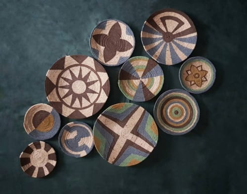 Set of 10 Modern Boho Wall Decor Baskets | Ornament in Decorative Objects by Sarmal Design