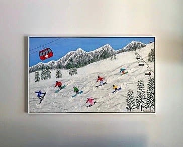 Skiing Family Commission | Mixed Media by Elizabeth Langreiter Art