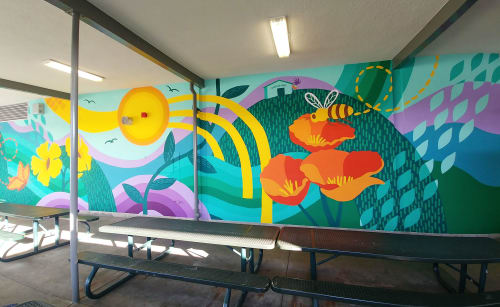 Roscomare School Geoscape Mural | Murals by L Star Murals | Roscomare Road Elementary School in Los Angeles