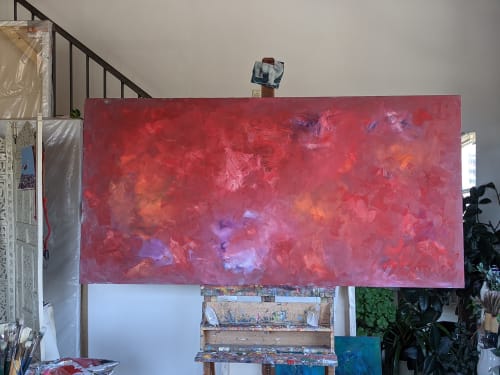 Pink Super Moon Arriving/2nd Ray of  Kindness | Mixed Media by Candace Wilson Art Studio