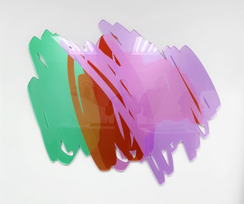 Four Scribbles Wall Sculpture (Green, Red, Violet) | Wall Hangings by Ryan Coleman
