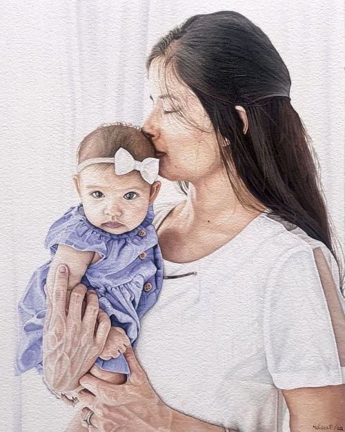 Mother & Child II - portrait painting | Oil And Acrylic Painting in Paintings by Melissa Patel