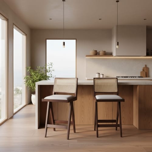 Beograd Cane Back Wooden Bar Stool | Chairs by Kleinhaus Furniture