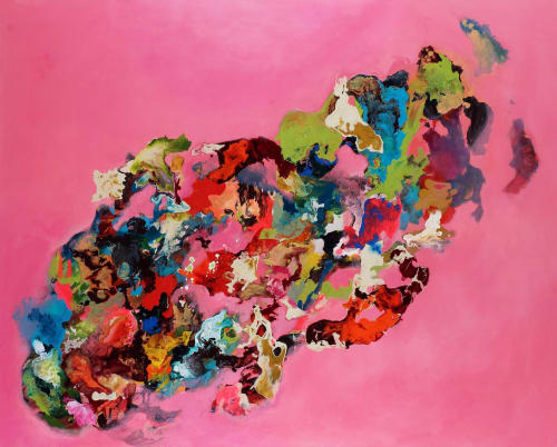 Bubblegum Abstract Painting | Paintings by Elyse Martin Large Abstract Paintings