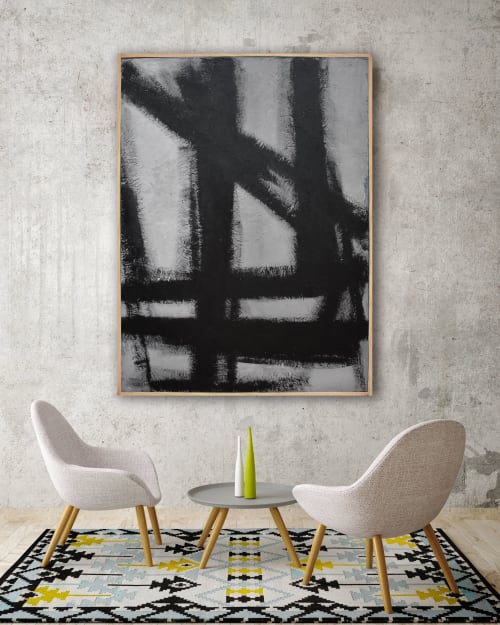 Abstract Concrete No. 5 - Black Horizon | Paintings by Nicolette Atelier