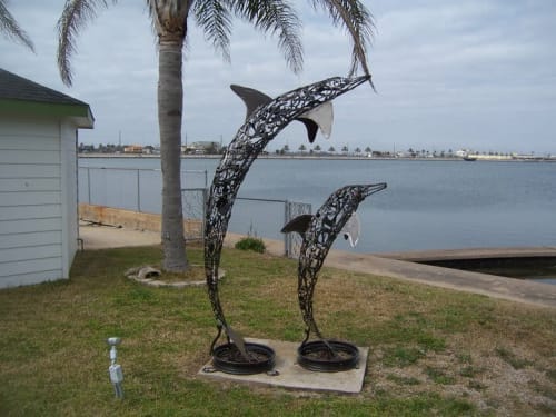 Pair of Jumping Dolphins | Art Curation by TMJ CREATIVE SCULPTURES