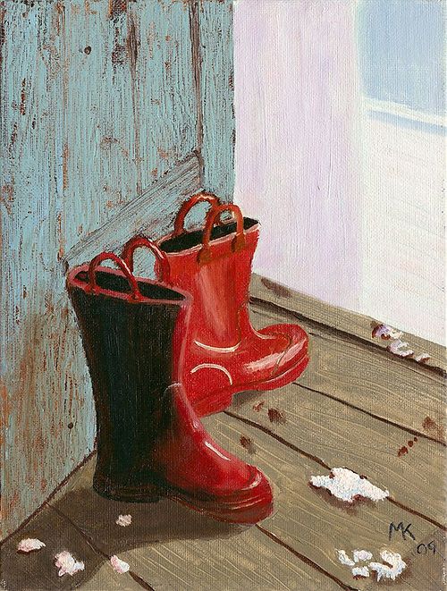 Jill's Winter Boots - Vibrant Giclée Print | Paintings by Michelle Keib Art
