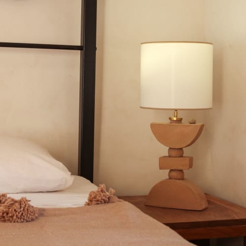 Half moon hand shaped ceramic lamp base one of  a kind | Lamps by Ingrid Vermulst by Studio Wild Orange