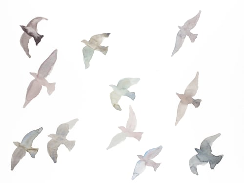 Birds in Flight No. 6 : Original Watercolor Painting | Paintings by Elizabeth Becker