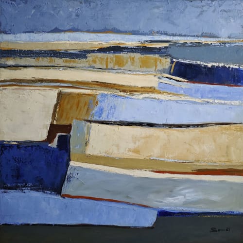 meandres bleu sable | Oil And Acrylic Painting in Paintings by Sophie DUMONT.