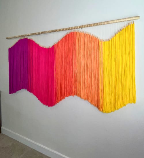 Golden Hour: Large Wavy Textured Boho Wall Hanging | Wall Sculpture in Wall Hangings by Cadence by Clarity Craft Studio