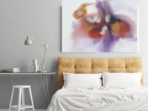Purple Red Watercolor Abstract Splash | Paintings by Irena Orlov | Private Residence / Los Angeles, CA in Los Angeles