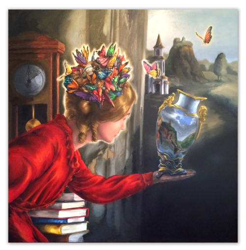 Day Dreamer, Oil on Canvas, 65"“x65"” 2016 | Paintings by Andrew LeMay Cox | Linda Warren Gallery, North Aberdeen Street, Chicago, IL in Chicago