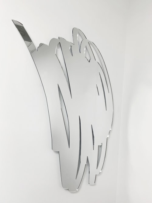 Scribble Mirror (Vertical) - 48" high | Sculptures by Ryan Coleman