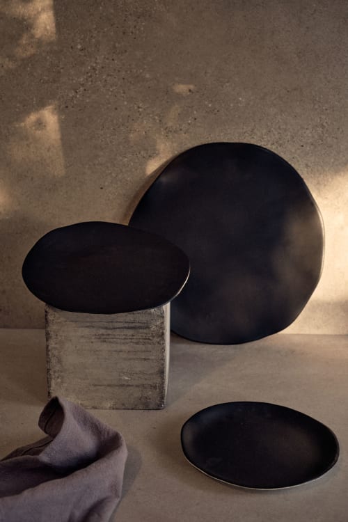 Matte Black Plate Sets | Ceramic Plates by Laura Letinsky