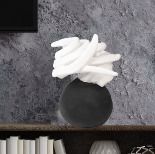 "Wild Ones 45" Ceramic Sculpture White & Black 9" | Sculptures by Anne Lindsay