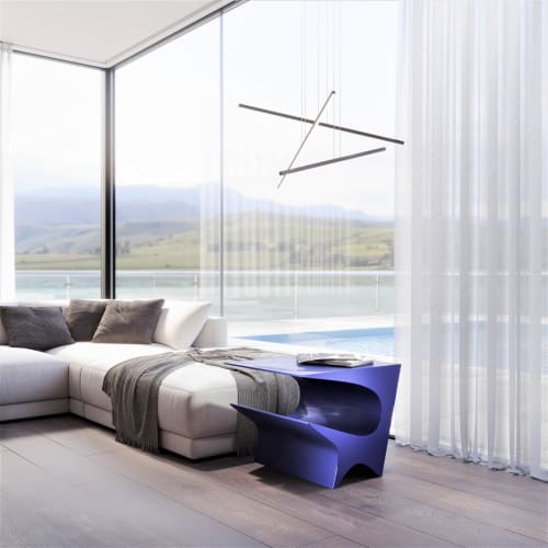 Star Axis Side Table in Blue Aluminum | Tables by Neal Aronowitz