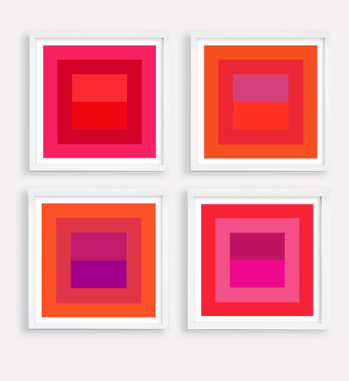 Geometric Color Study set of 4 (Reds and Violet) | Prints by Daylight Dreams Editions