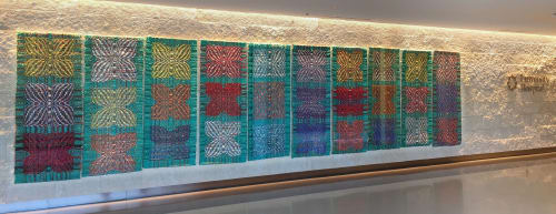 Handwoven with plastic bags: 30 Blooming Leaves of Mexico | Wall Hangings by Doerte Weber | University Hospital - University Health System in San Antonio