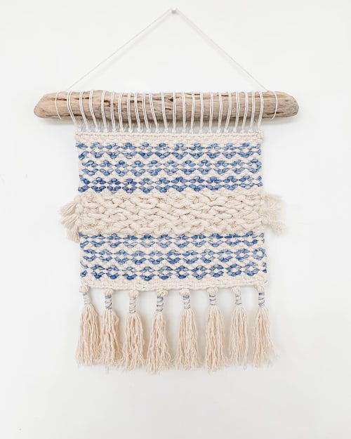 Blue & white Krokbragd weaving | Wall Hangings by Minttu Fibre Arts