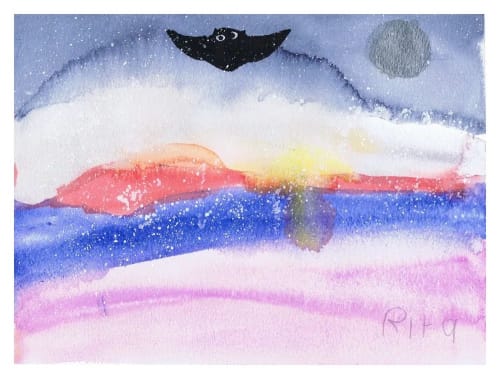 Misty Owl - Original Watercolor | Watercolor Painting in Paintings by Rita Winkler - "My Art, My Shop" (original watercolors by artist with Down syndrome)