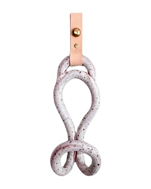 Ceramic, Leather & Brass Wall Hook - Honey Flux | Hardware by Alissa Goss Ceramics & Pottery