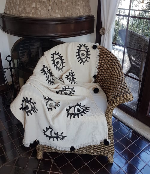 Evil Eye Throw Blanket | Linens & Bedding by Lumina Design