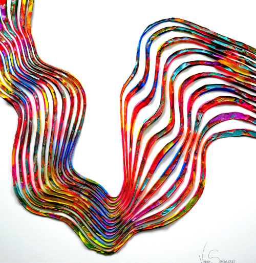 painting sculpture 3D op art abstract art kinetic wall decor | Oil And Acrylic Painting in Paintings by Virginie SCHROEDER | Chicago in Chicago