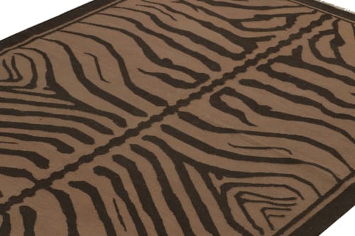 Vintage Tiger Skin Style Rug in Beige with Brown Pattern | Rugs by Rug a
