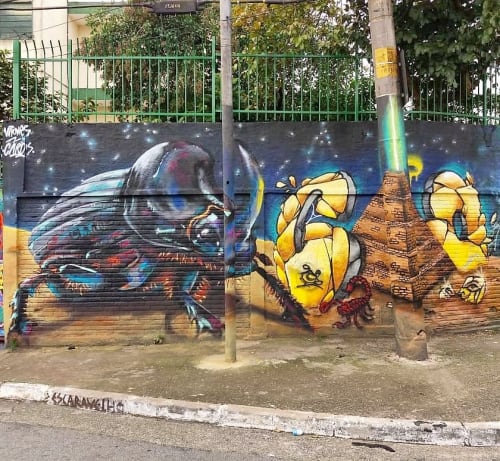 Giant Beetle | Street Murals by Vitones | EMEF BRASIL-JAPAO in Jardim Sarah