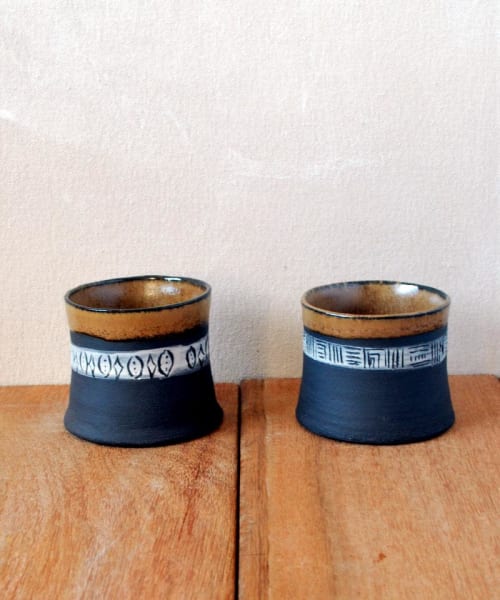 Pottery Espresso Cups Set of 2 | Cups by ShellyClayspot