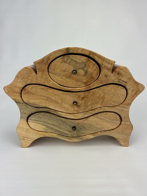 Spalted maple and mahogany wooden jewelry keepsake box | Decorative Objects by Made By RP