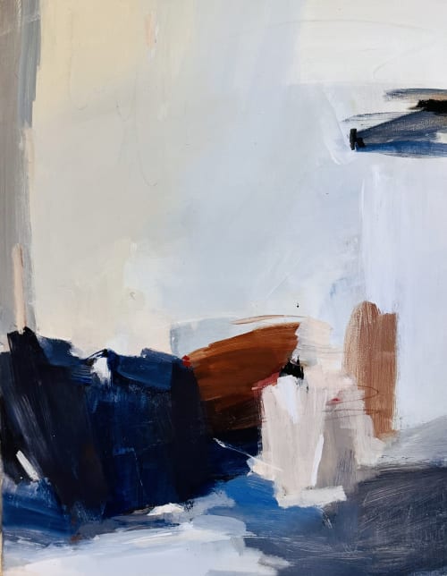 Modern Abstract in Deep Blue and Earth Tones for Living room | Paintings by Arohika Verma