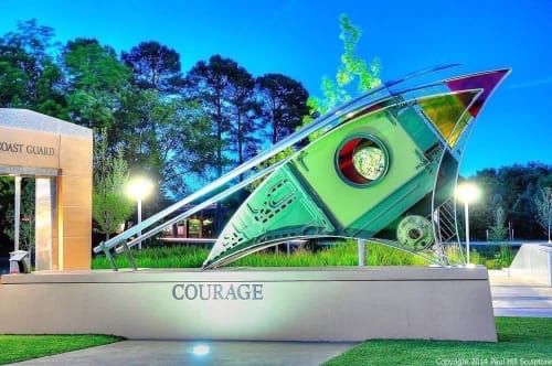 "Courage" by paul hill sculpture seen at North Carolina Veterans Park
